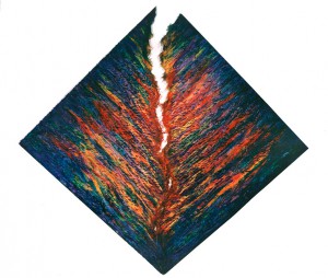 Sentimientos encontrados. 170x170x27cm. Papel y arpillera. Año 1997